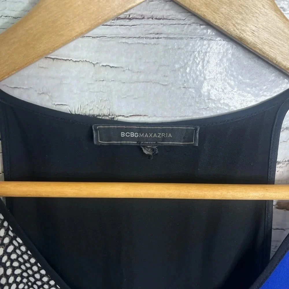 BCBGMAXAZRIA Cici Asymmetrical Colorblock Slip Midi Dress | small - Picture 4 of 8